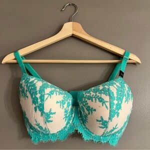 Victoria's Secret Women's Dream Angels Lined Demi Bra Green Lace 34DDD